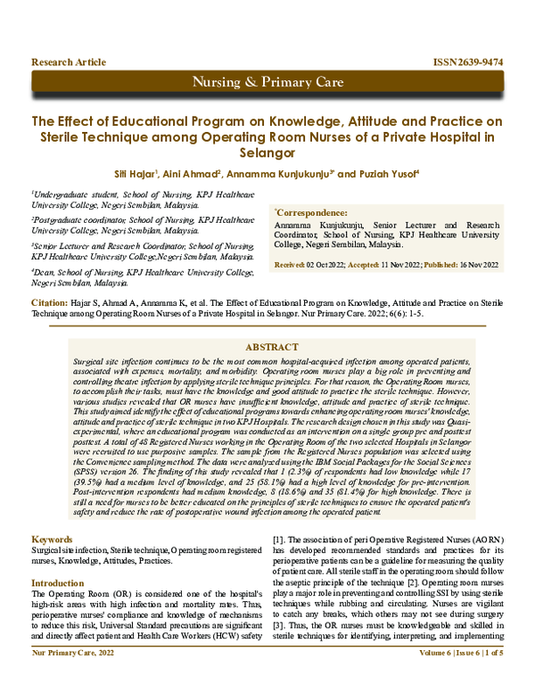 (PDF) The Effect of Educational Program on Knowledge, Attitude and ...