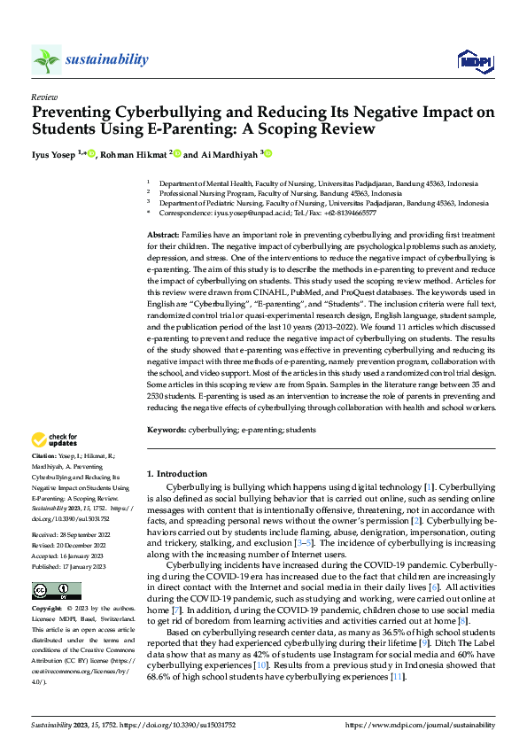 (PDF) Preventing Cyberbullying and Reducing Its Negative Impact on ...
