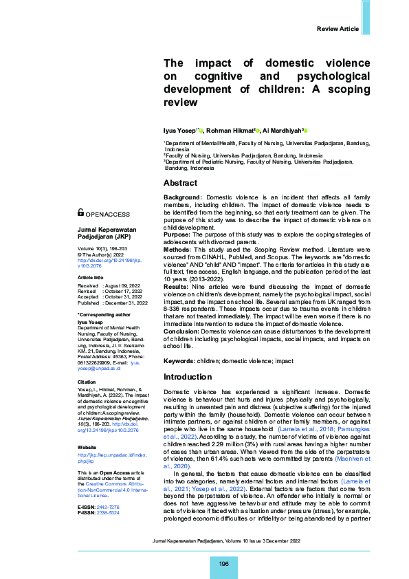 (PDF) impact of domestic violence on cognitive and psychological ...