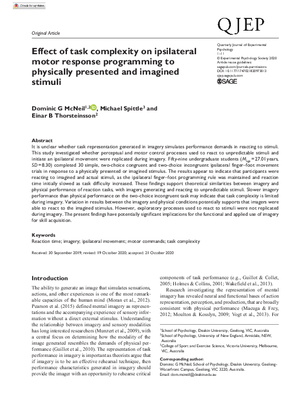 (PDF) Effect of task complexity on ipsilateral motor response ...