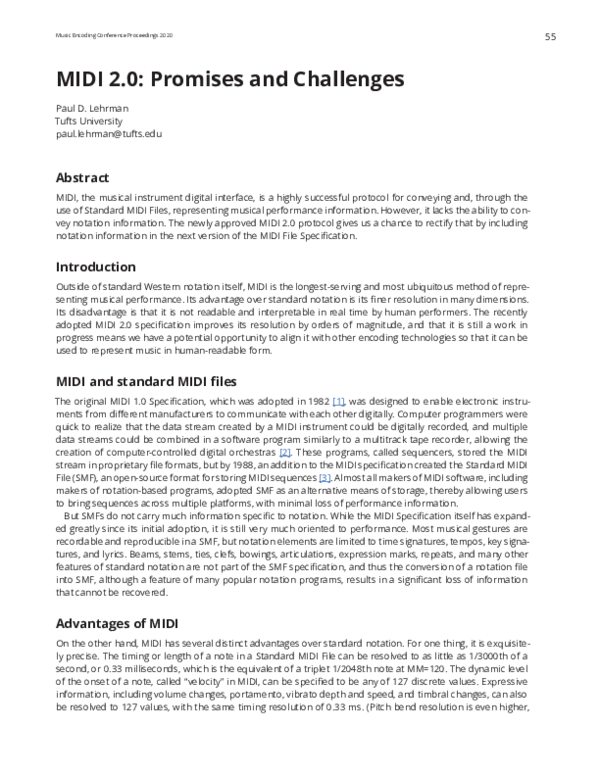 (PDF) MIDI 2.0: Promises and Challenges