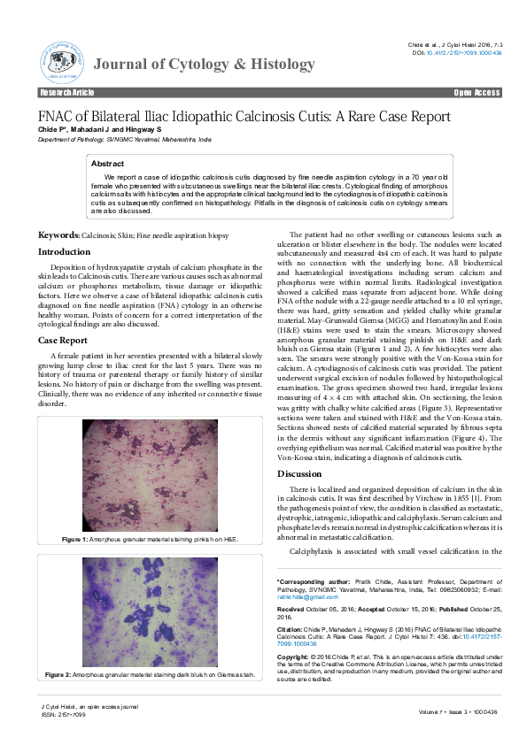 (PDF) FNAC of Bilateral Iliac Idiopathic Calcinosis Cutis: A Rare Case ...