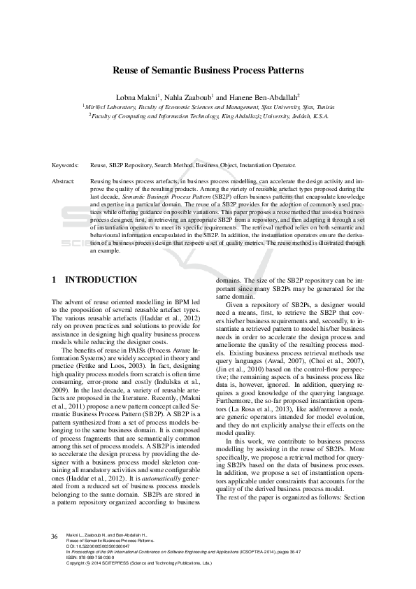 (PDF) Reuse of Semantic Business Process Patterns