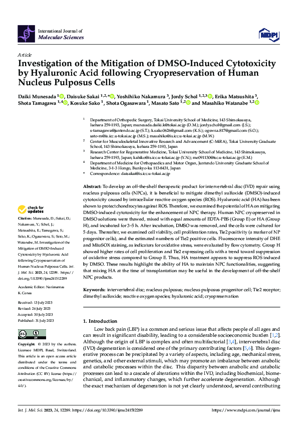(PDF) Investigation of the Mitigation of DMSO-Induced Cytotoxicity by ...