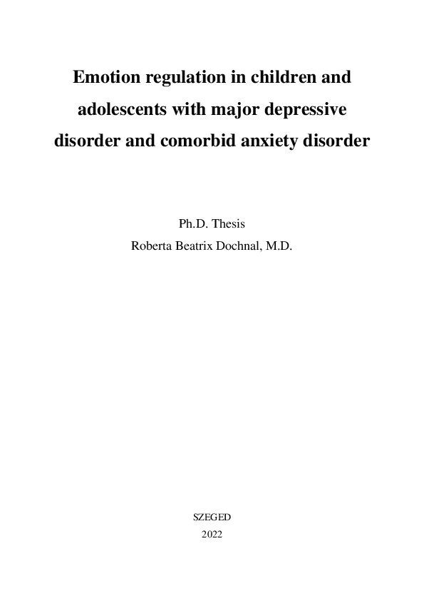 (PDF) Emotion regulation in children and adolescents with major ...