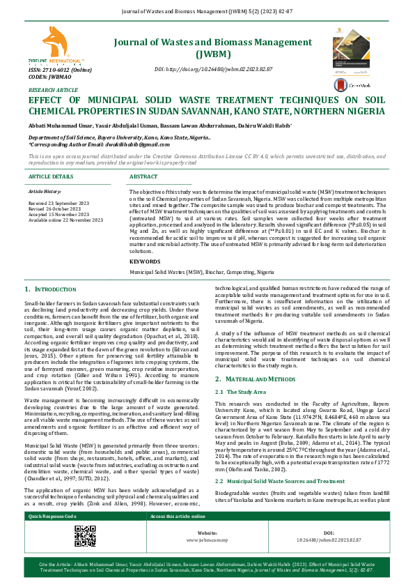(PDF) Effect of Municipal Solid Waste Treatment Techniques on Soil ...