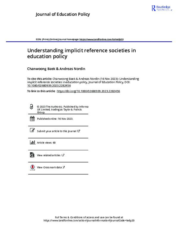 (PDF) Understanding implicit reference societies in education policy