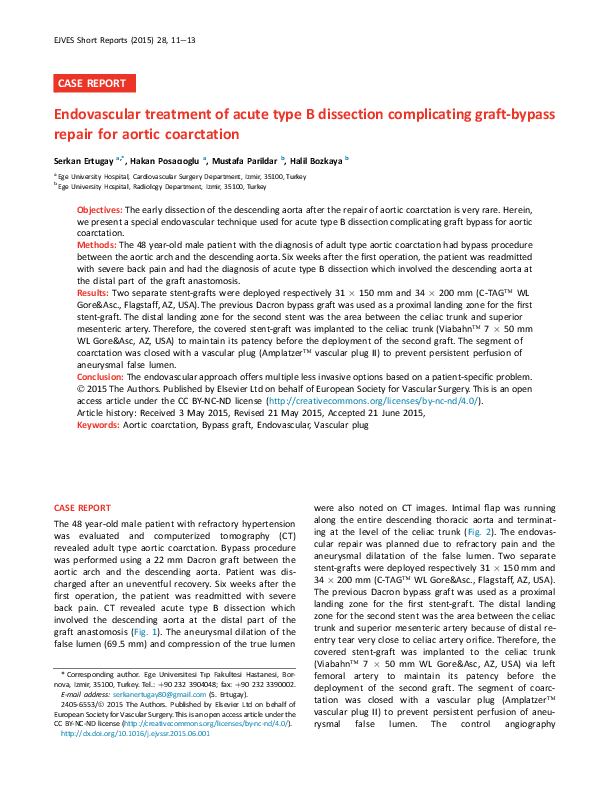(PDF) Endovascular Treatment of Acute Type B Dissection and Kommerell’s ...