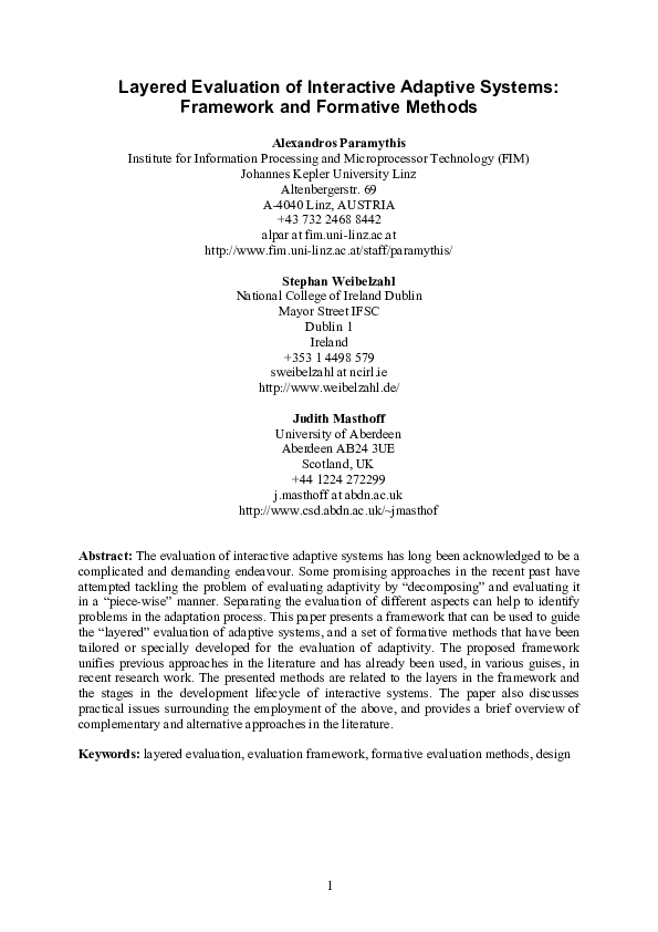 (PDF) Layered evaluation of interactive adaptive systems: framework and ...