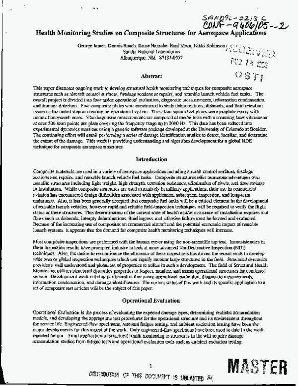 (PDF) Health Monitoring Studies on Composite Structures for Aerospace ...