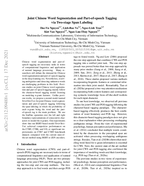(PDF) Joint Chinese Word Segmentation and Part-of-speech Tagging via ...