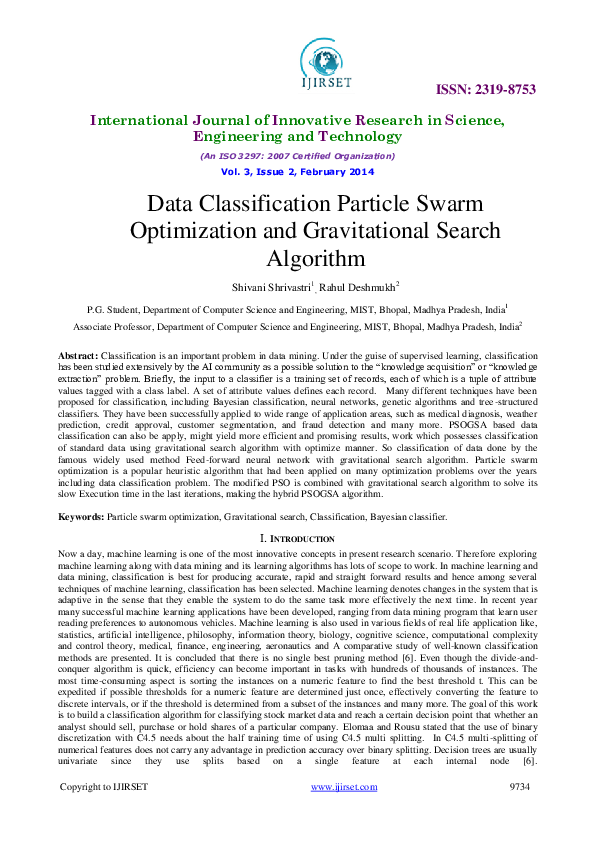 (PDF) Data Classification Particle Swarm Optimization and Gravitational ...