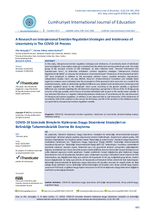 (PDF) A Research on Interpersonal Emotion Regulation Strategies and ...