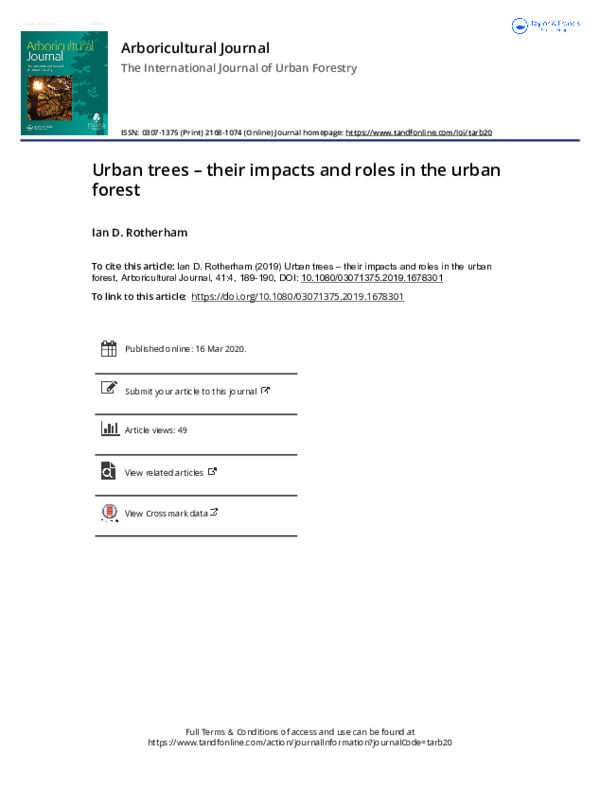 (PDF) Urban trees – their impacts and roles in the urban forest