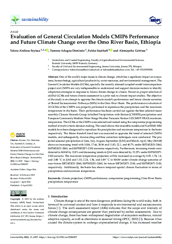 (PDF) Evaluation of General Circulation Models CMIP6 Performance and ...