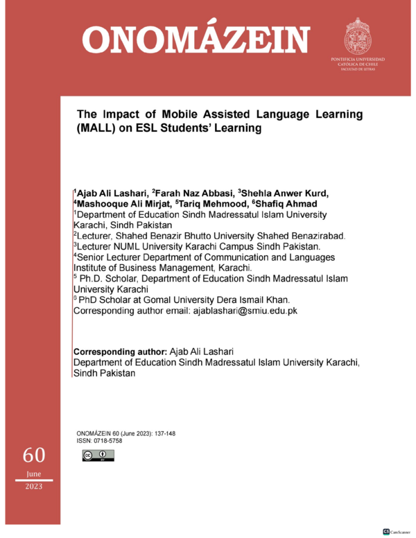 (PDF) Mobile assisted language learning