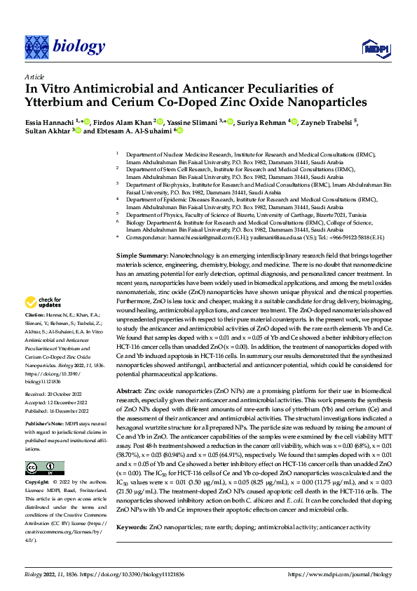 (PDF) In Vitro Antimicrobial and Anticancer Peculiarities of Ytterbium ...