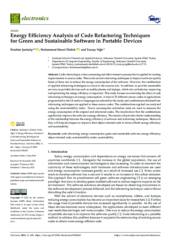 (PDF) Energy Efficiency Analysis of Code Refactoring Techniques for ...