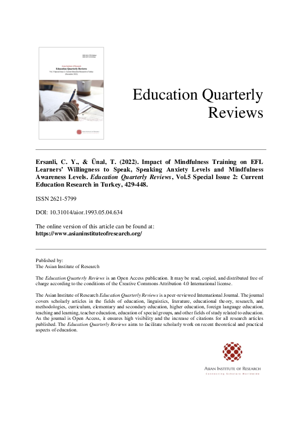 (PDF) Impact of Mindfulness Training on EFL Learners’ Willingness to ...
