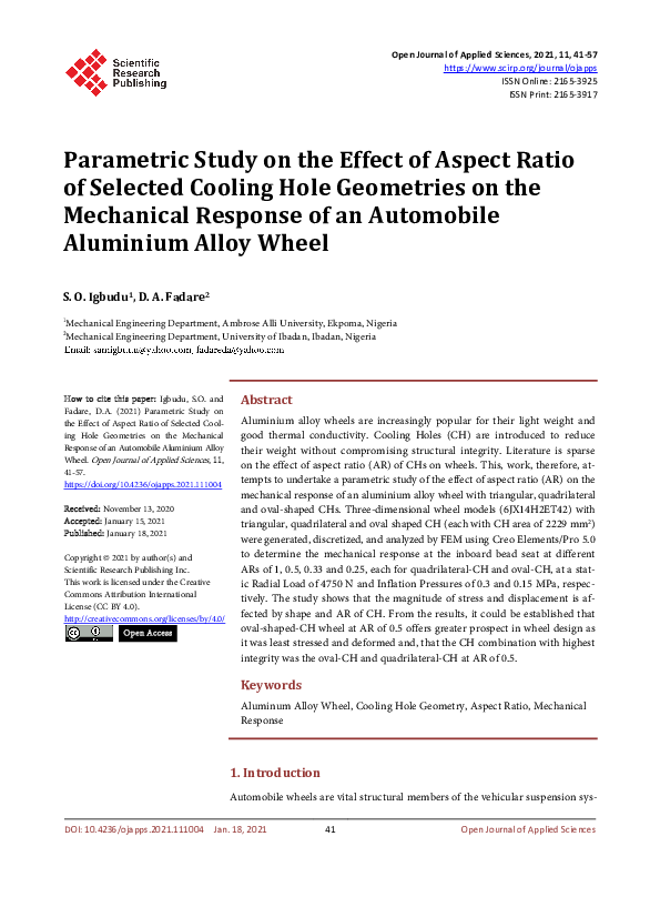 (PDF) Parametric Study on the Effect of Aspect Ratio of Selected ...