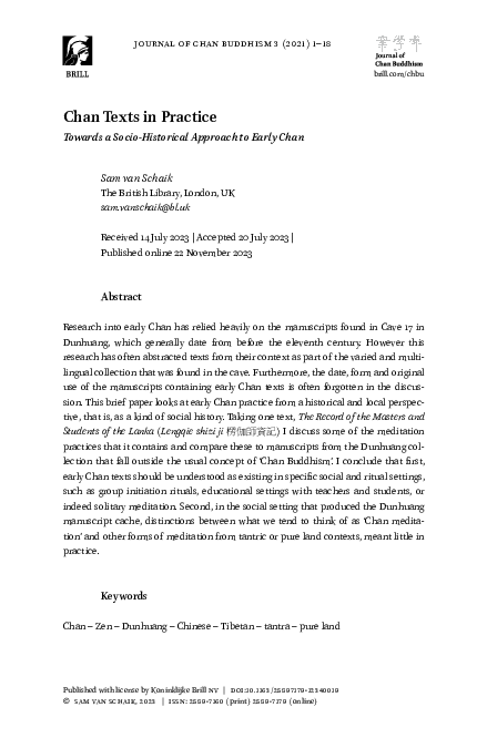 (PDF) Chan Texts in Practice: Towards a Socio-Historical Approach to ...