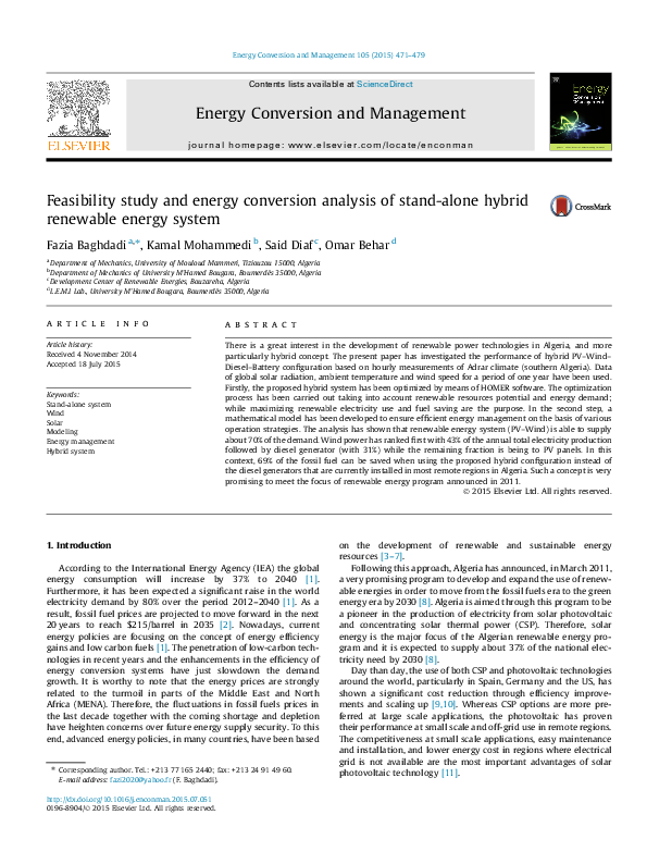 (PDF) Feasibility study and energy conversion analysis of stand-alone ...