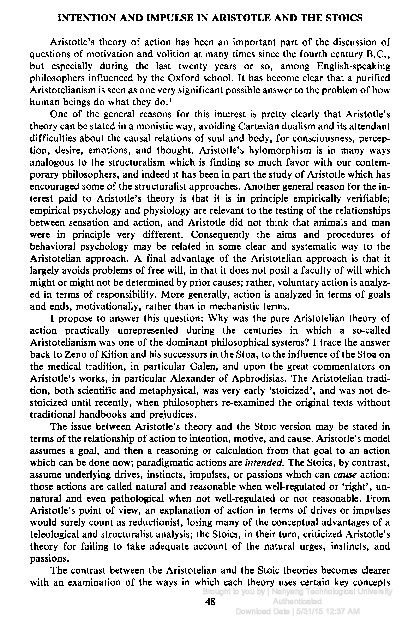 (PDF) Intention and Impulse in Aristotle and the Stoics