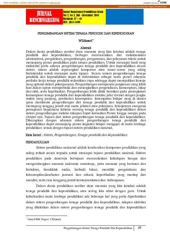 (PDF) Pengembangan Sistem Tenaga Pendidik Dan Kependidikan