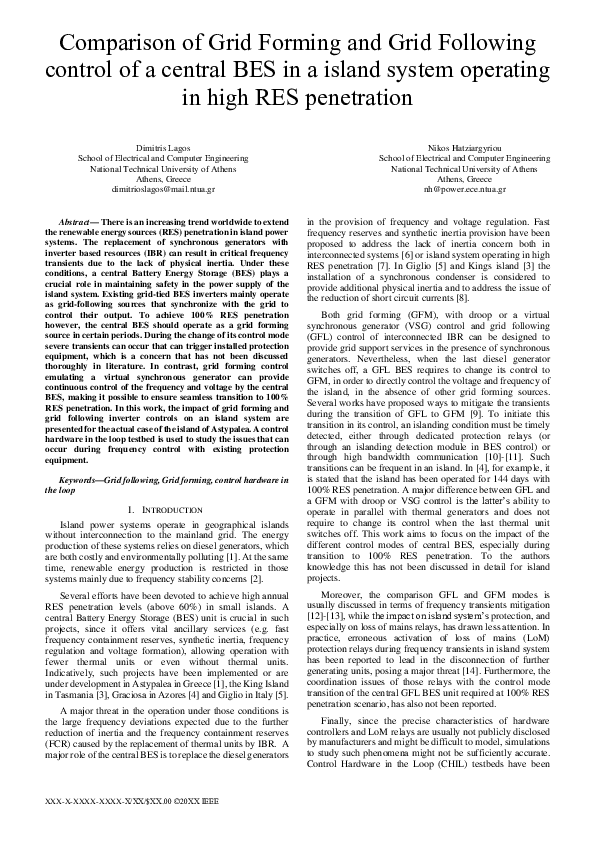 (PDF) Comparison of Grid Forming and Grid Following Control of A ...