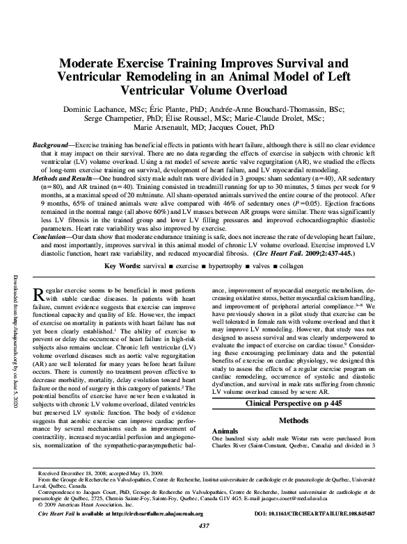 (PDF) Moderate Exercise Training Improves Survival and Ventricular ...