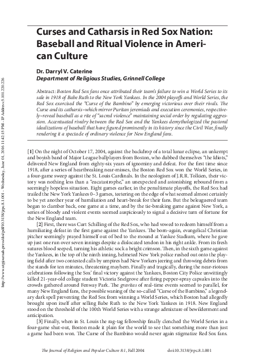 (PDF) Curses and Catharsis in Red Sox Nation: Baseball and Ritual ...