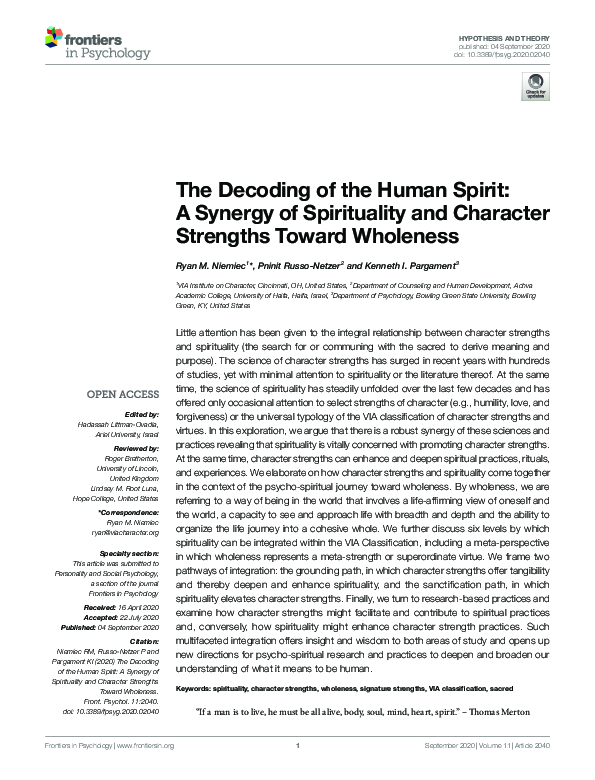 (PDF) The Decoding of the Human Spirit: A Synergy of Spirituality and ...