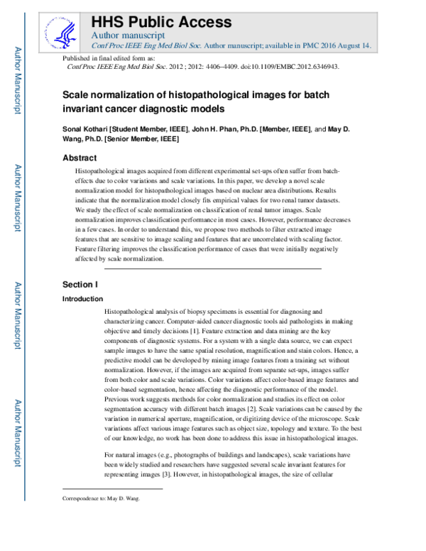  pdf scale normalization of histopathological images for batch