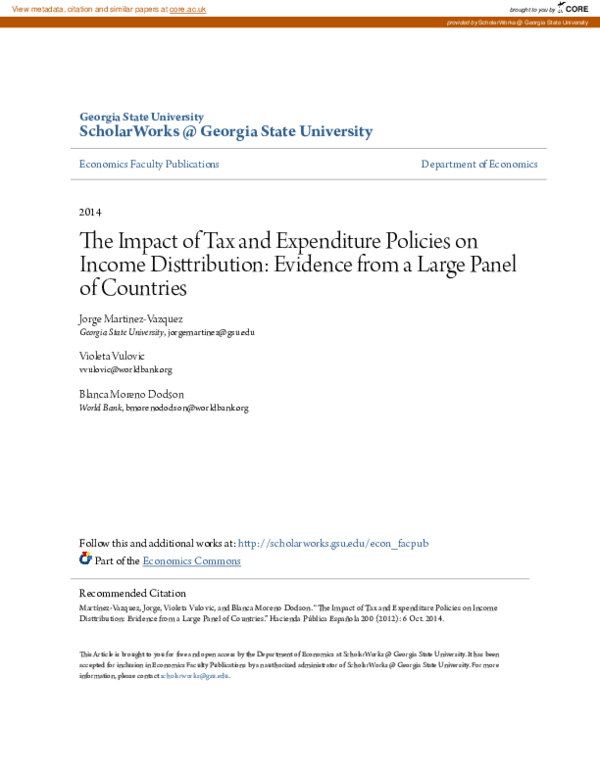 (PDF) The Impact of Tax and Expenditure Policies on Income ...