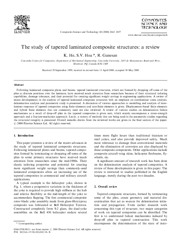 (PDF) The study of tapered laminated composite structures a review S