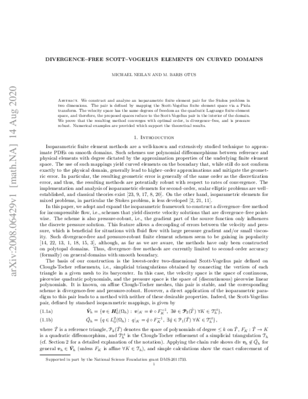 (PDF) Divergence-free Scott--Vogelius Elements on Curved Domains