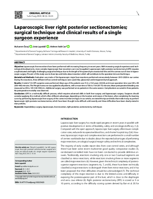(PDF) Laparoscopic liver right posterior sectionectomies; surgical ...