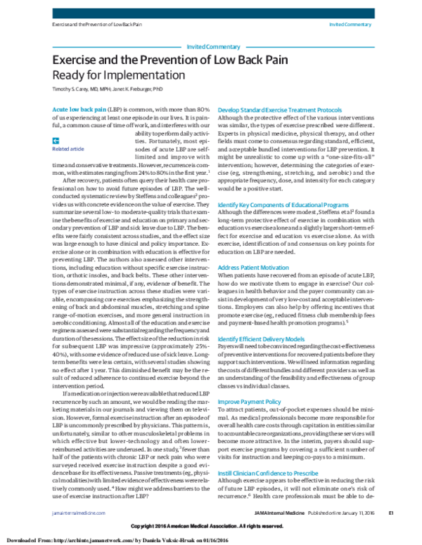 (PDF) Exercise and the Prevention of Low Back Pain
