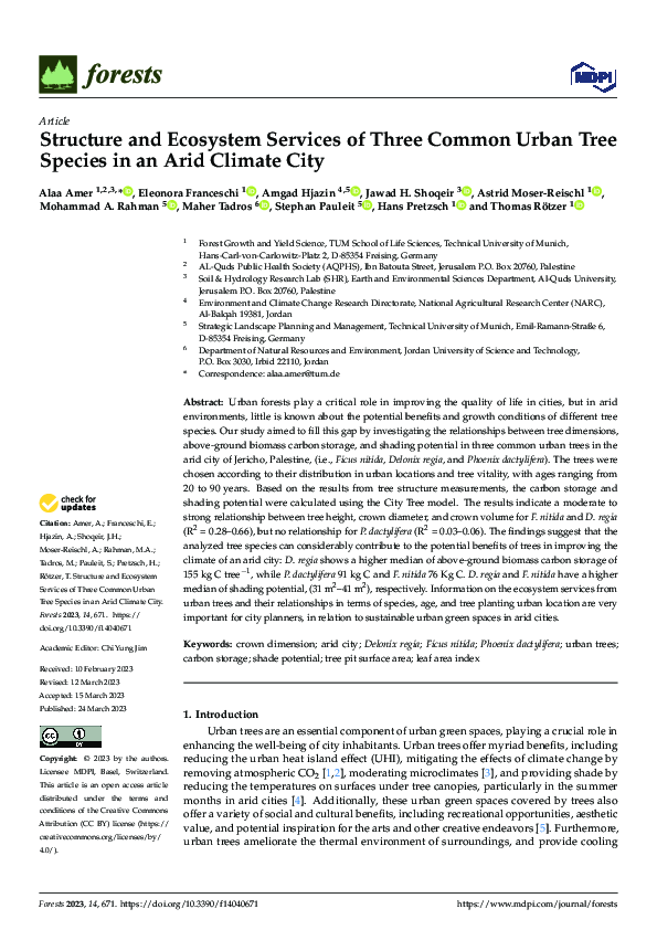 (PDF) Structure and Ecosystem Services of Three Common Urban Tree ...