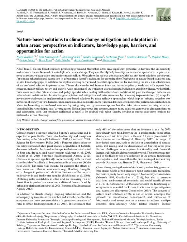 (PDF) Nature-based solutions to climate change mitigation and ...