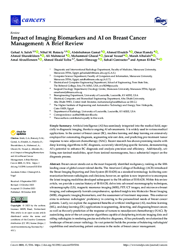 (PDF) Impact of Imaging Biomarkers and AI on Breast Cancer Management ...
