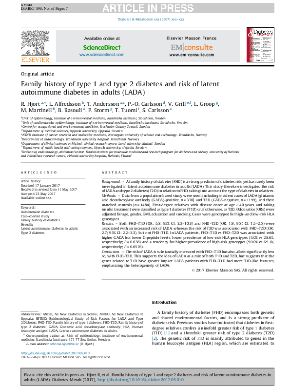 (PDF) Family history of type 1 and type 2 diabetes and the risk of LADA ...