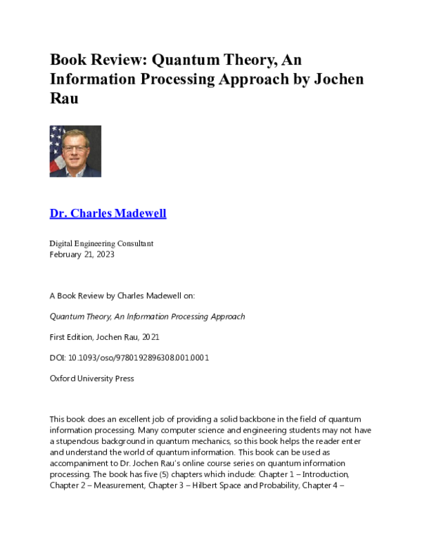 (DOC) Book Review: Quantum Theory, An Information Processing Approach ...