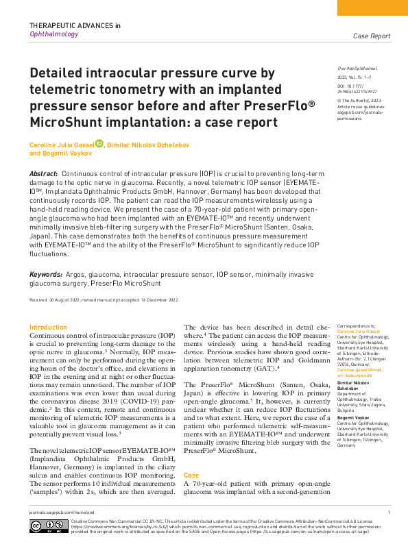 (PDF) Detailed intraocular pressure curve by telemetric tonometry with ...