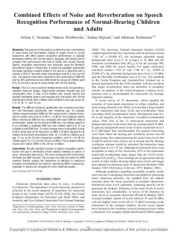(PDF) Combined Effects of Noise and Reverberation on Sound Localization ...