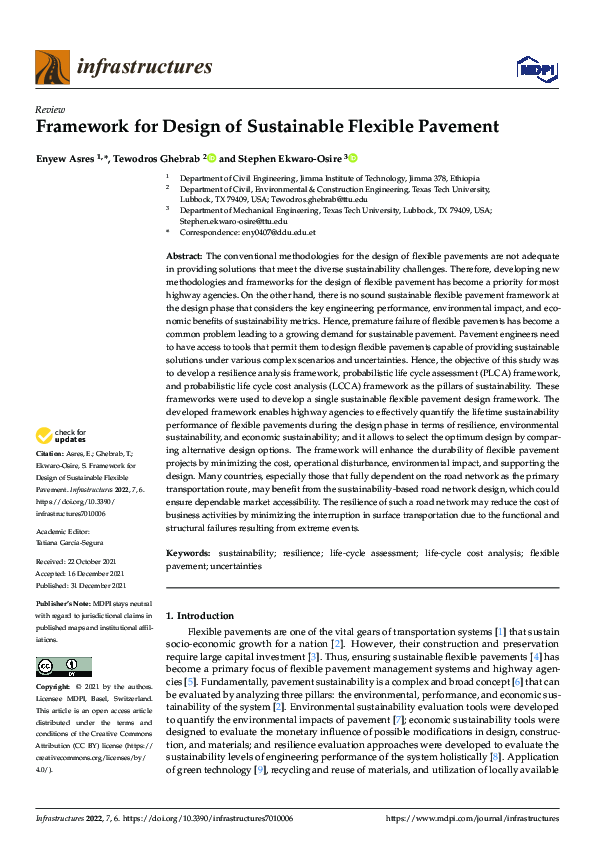 (PDF) Framework for Design of Sustainable Flexible Pavement