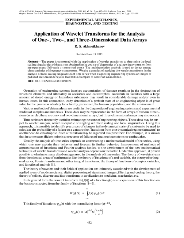 (PDF) Application of Wavelet Transforms for the Analysis of Acoustic ...