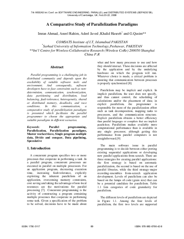 (PDF) A comparative study of parallelization paradigms
