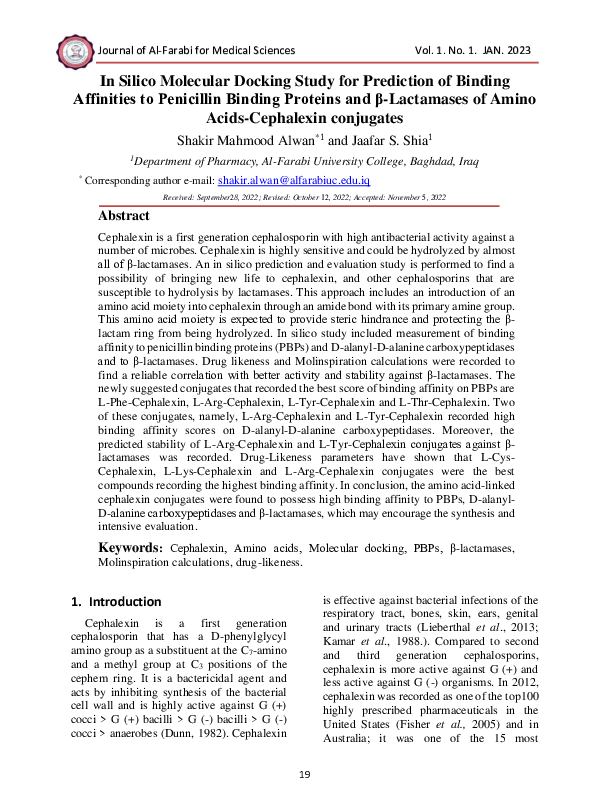 (PDF) In Silico Molecular Docking Study for Prediction of Binding ...