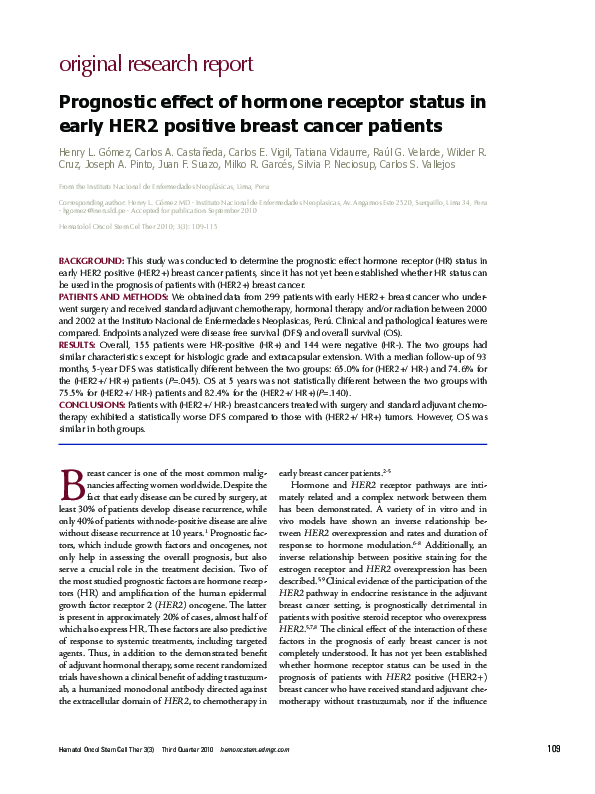 (PDF) Prognostic effect of hormone receptor status in early HER2 ...